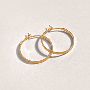 Gold Hoop Earrings Creole Hoop Earrings Sterling Silver Hammered Hoops Lunaijewelry EAR057 image 10