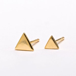 Mini Silver Triangle Geometric Stud Earrings - Mountain Post Earrings - Best Friend Gift