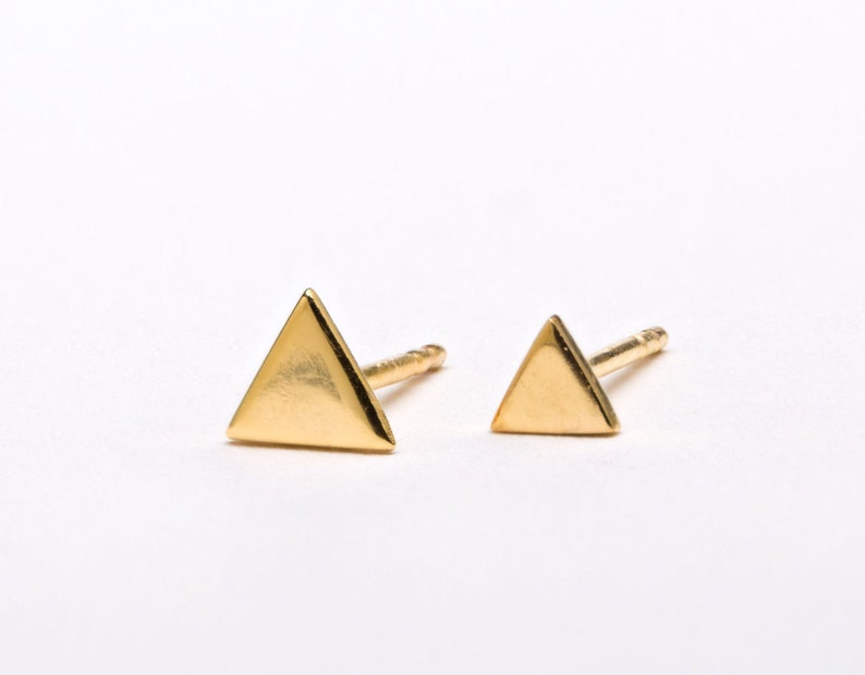 Mini Silver Triangle Geometric Stud Earrings - Mountain Post Earrings - Best Friend Gift