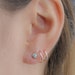 Opal Gold Hoops Cartilage Earrings - Dainty Silver Double Ear Hoops - Two Piercings Holes - EAR148P03