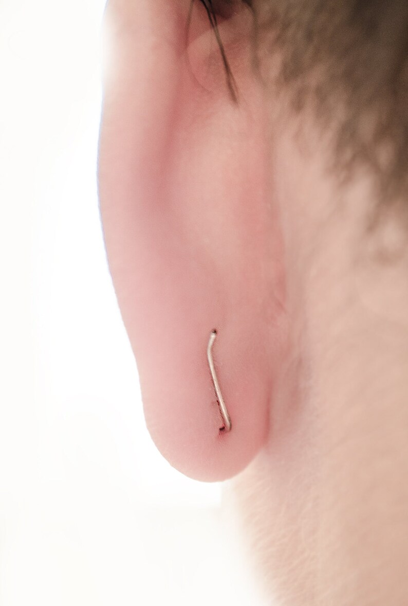 Half Moon Earrings ECF019 Cuff Earrings Simple Ear Climber Moon Earrings Minimalist Earrings Crescent Moon Ear Climber