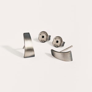 Dainty Stud Art Deco Earrings Silver Ear Hooks Everyday Earrings Gift for Women STD096 image 7