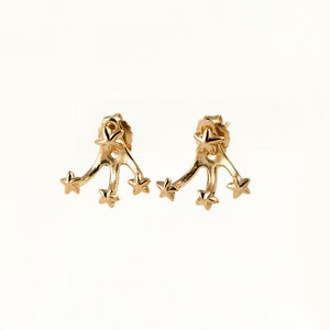 Front Back Star Earrings - Ear Jacket - Floating Double Sided Minimal Earrings - EJK007