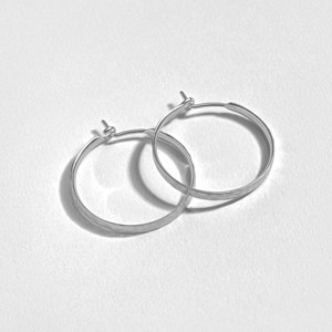 Gold Hoop Earrings Sterling Silver earrings Handmade Hammered Gift for her Non-Tarnish Jewelry EAR056 St Silver Matte