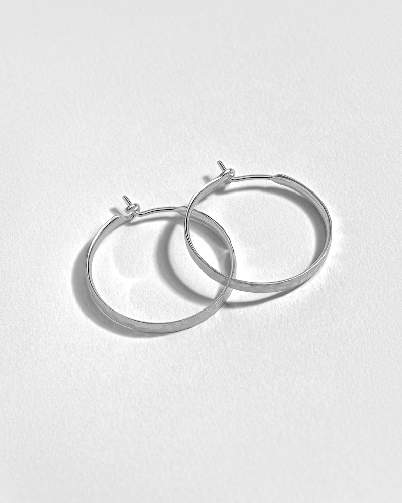 Gold Hoop Earrings Sterling Silver earrings Handmade Hammered Gift for her Non-Tarnish Jewelry EAR056 St Silver Matte