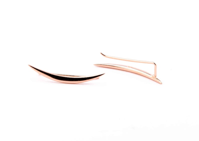 Half Moon Earrings ECF019 Cuff Earrings Simple Ear Climber Moon Earrings Minimalist Earrings Crescent Moon Ear Climber