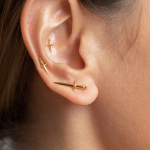Helix Flat Back Sword Earring Conch Stud Dagger earrings Lunai Jewelry PRC001 image 7