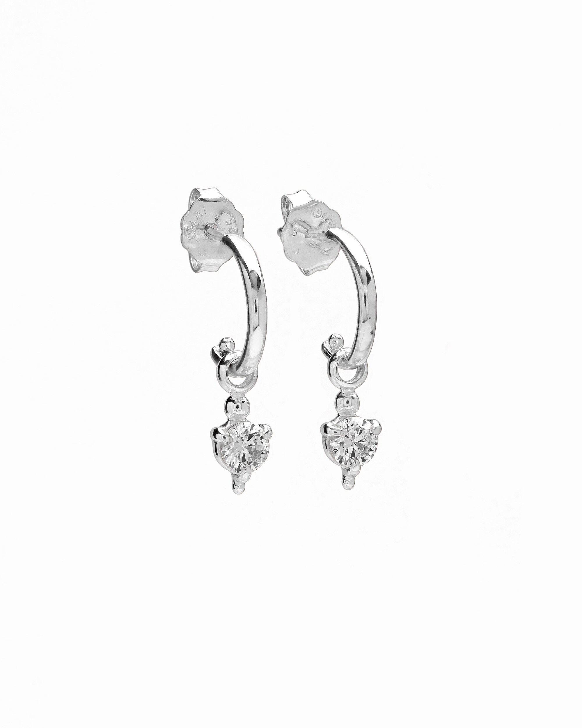 アクセサリー luijewelry tiny hoop Suzy Levian Sterling Silver & White Cubic Zirconia Pave