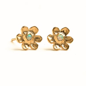 Cute Opal Flower Gold Stud Earrings Gift Summer Opal jewelry STD150 image 8