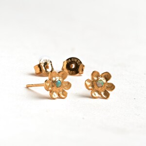 Cute Opal Flower Gold Stud Earrings Gift Summer Opal jewelry STD150 image 4