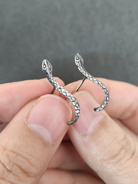 Orecchini A Bottone Serpente Unisex | Gioielli Punk Originali In Metallo | Regalo Creativo