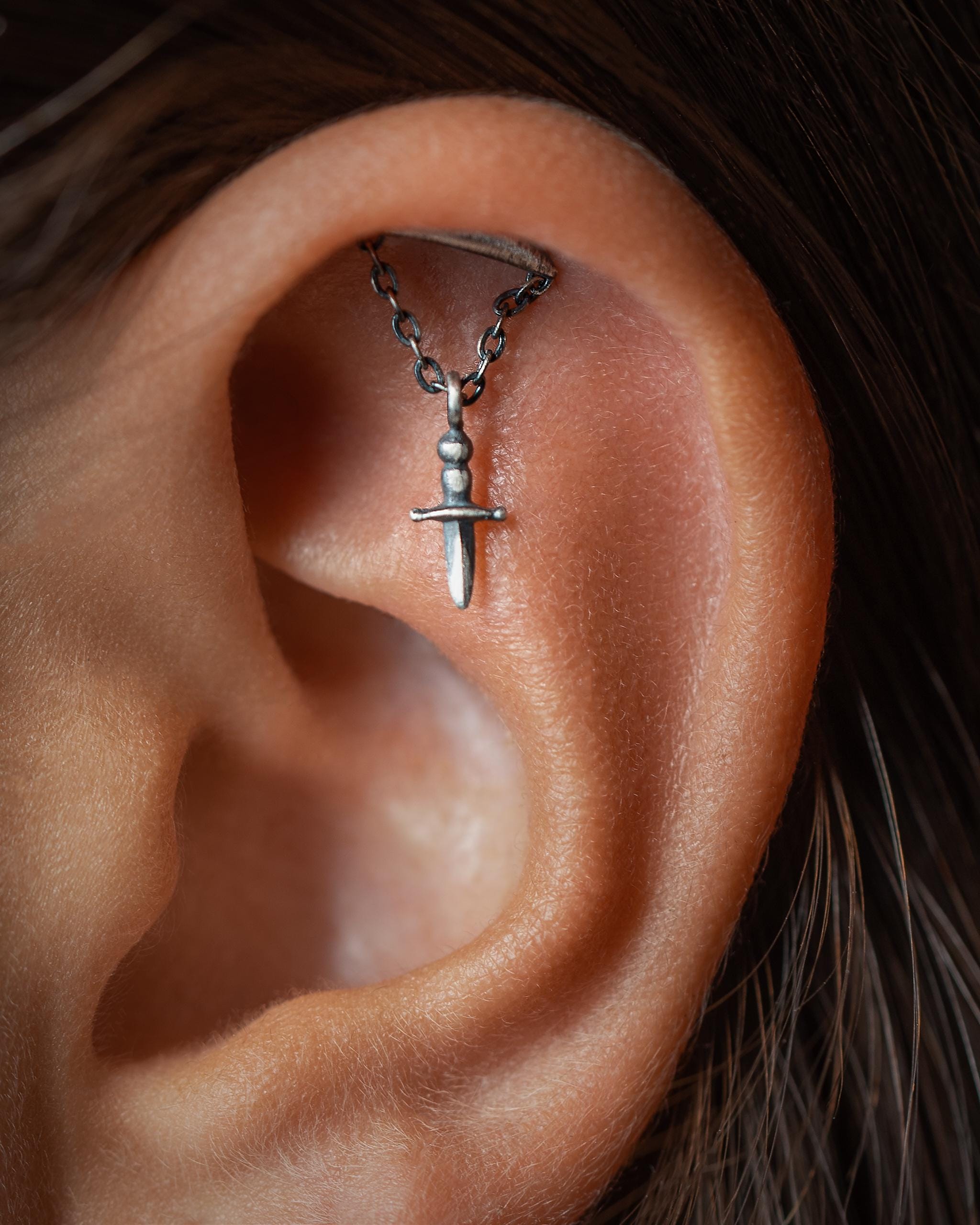 Sword Flat Back Piercing – Dagger Helix Cartilage - Etsy