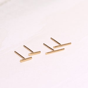 Bar Cartilage Earrings Studs - Geometrical Piercing - Second Hole Earrings - Minimalist Jewelry