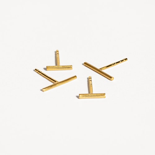 Minimalist Geometric Stud Earrings: Sterling Silver, Gold, Rose Gold