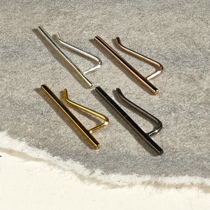 Örhängen med klätterstav, sterlingsilver, minimalistisk tunn stång - ECF011