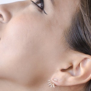 Unique Silver Ear Jacket Earrings Minimalist Elegance with an Edgy Vibe EJK003 image 5