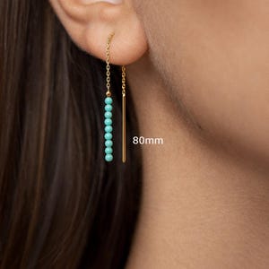 Orecchini a catena in argento sterling placcato oro 24 carati: turchese e apatite