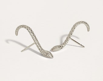 Orecchini a bottone a forma di serpente • Argento sterling placcato oro 18k - Italia