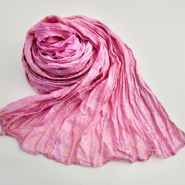 Silk Scarf Recycled accesories Pink Silk Scarves woman......RF