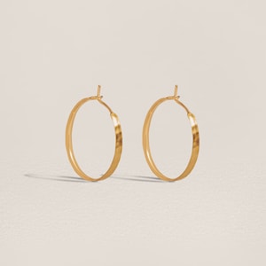 Gold Hoop Earrings Sterling Silver earrings Handmade Hammered Gift for her Non-Tarnish Jewelry EAR056 image 2