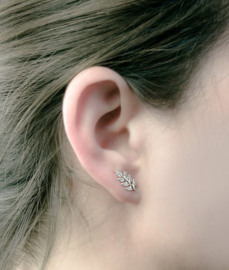 Leaf Stud Earrings - Dainty Earrings - Aesthetic Jewelry - Handmade Earrings