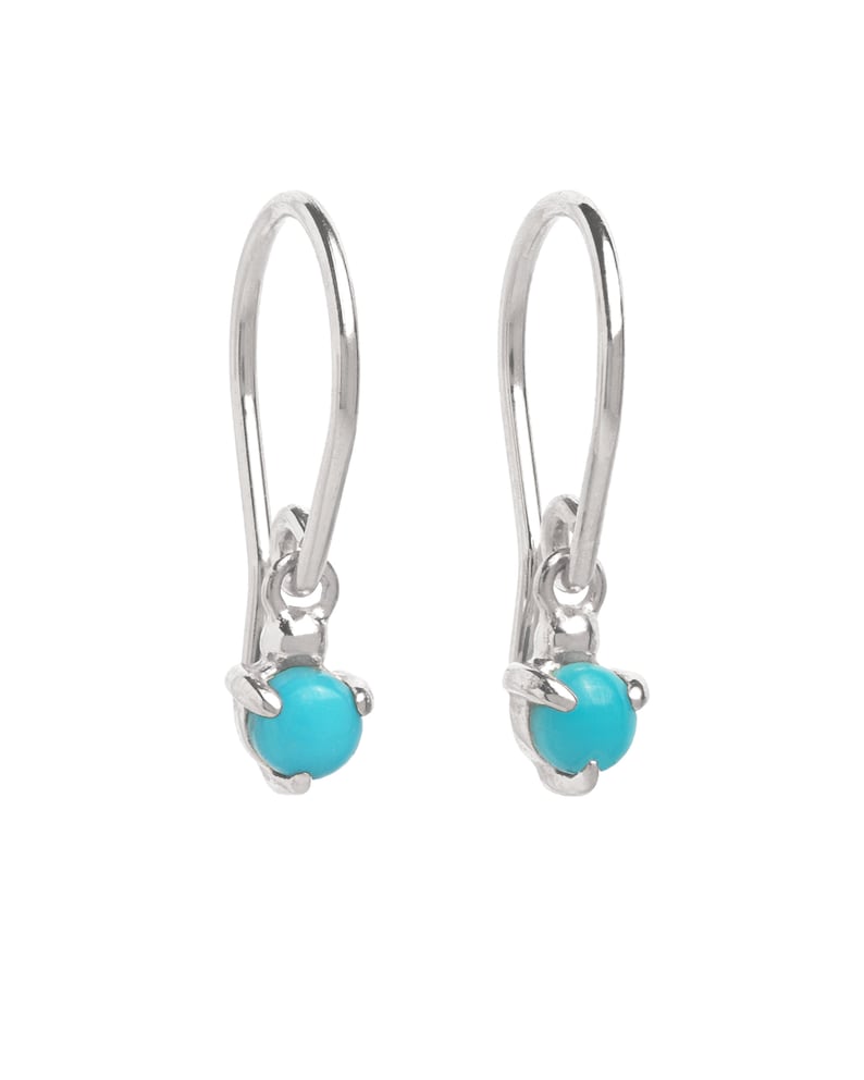 Turquoise Hook Earrings - Dangle Drop Earrings - Bridesmaid Gift - Tiny Birthstone Earrings