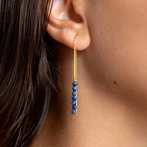 Orecchini a perno in argento sterling placcato oro 24K: pendente con pietra naturale