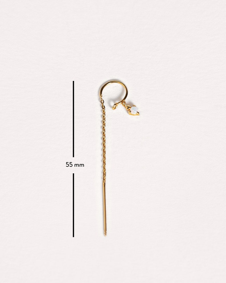 Boucles d'oreilles chaîne en opale Bijoux faits main Pierres précieuses pendantes avec une touche d'élégance CHE047 image 4