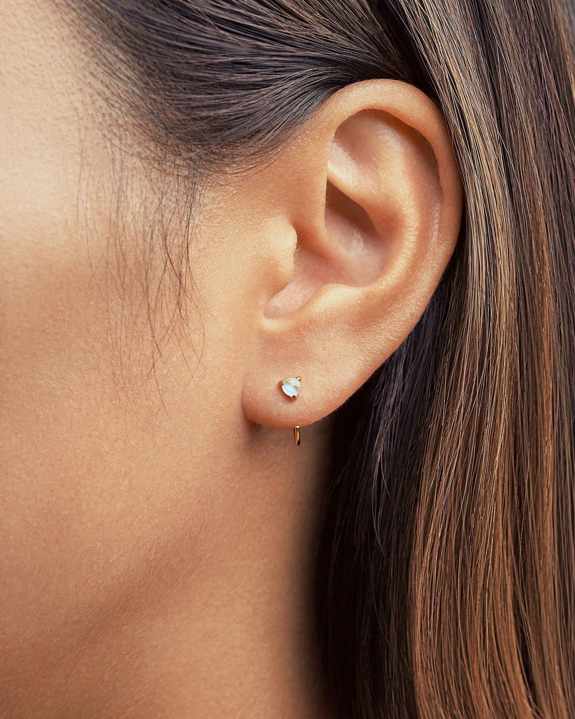 Orecchini A Cerchio Con Pietra Di Luna Rosa In Argento Sterling 925 - Goccia Pendente, Idea Regalo Per Mamma E Moglie