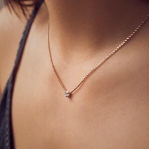 Tiny Zirconia Necklace - Layering Necklace - Solitaire Necklace - Dainty Wedding Necklace - Minimal Necklace - Birthstone Jewelry- NCK004WCZ