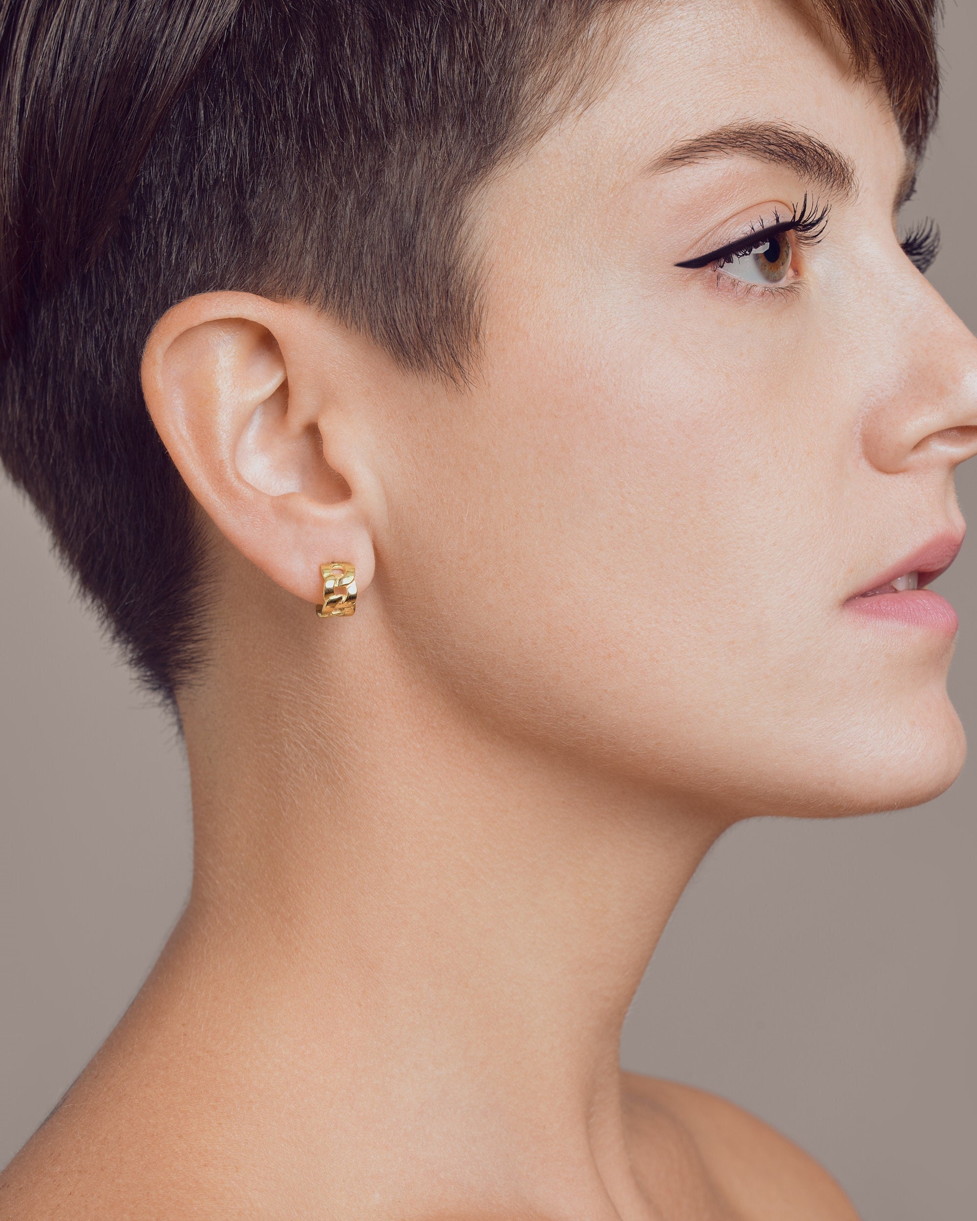 Chunky Chain Gold Hoop Earrings Solid 
