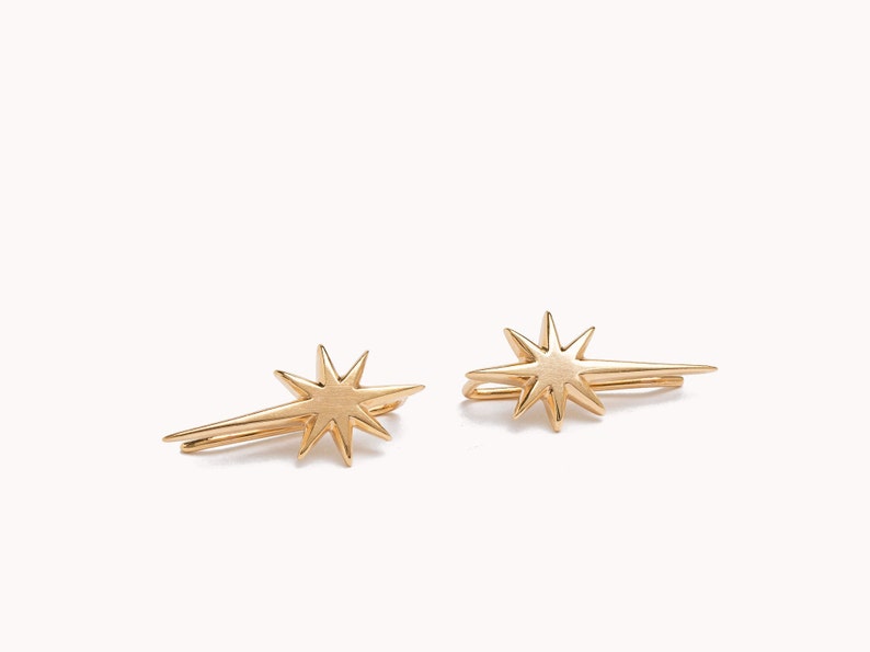 Star Ear Climber Gold Celestial Earrings Silver Jewelry Perfect Gif for Her ECF015 image 8