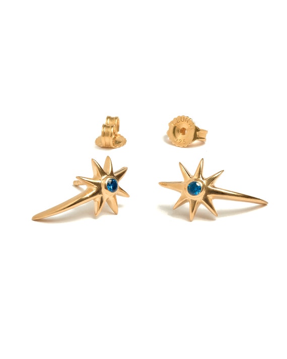 Boucles D'oreilles Minimalistes En Grenat Plaqué Or Jaune - Rose-Mimosa - Dormeuses élégantes