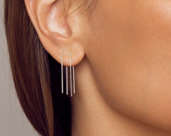 Threader Needle Earrings - Chain Dangle Earrings - Edgy Earrings - Best Gift for Her - CHE045