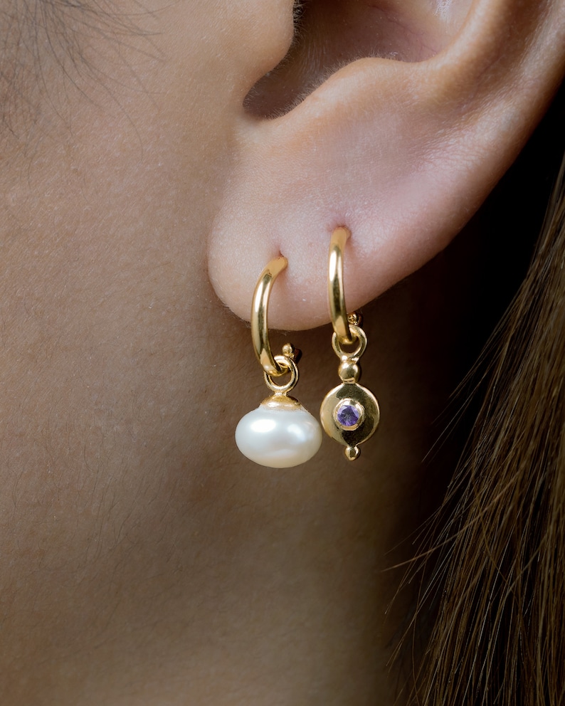 Gemstone Dangle Hoop Earrings Hoop Earrings Gemstone Etsy