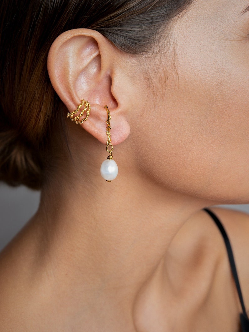 Cartilage Gold Ear Cuff No Piercing Earrings - Contemporary Jewelry - ECF024 image 7
