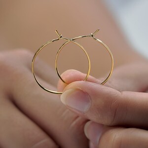 Gold Hammered Hoop Earrings - Anniversary Gift - Non Tarnish Jewelry