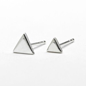 Mini Silver Triangle Geometric Stud Earrings - Mountain Post Earrings - Best Friend Gift