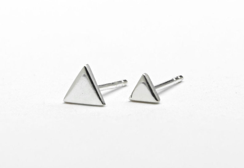 Mini Silver Triangle Geometric Stud Earrings - Mountain Post Earrings - Best Friend Gift