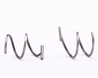 Bar Spiral Minimalist Earrings - Double Piercing Silver Hoops Earrings - EAR146