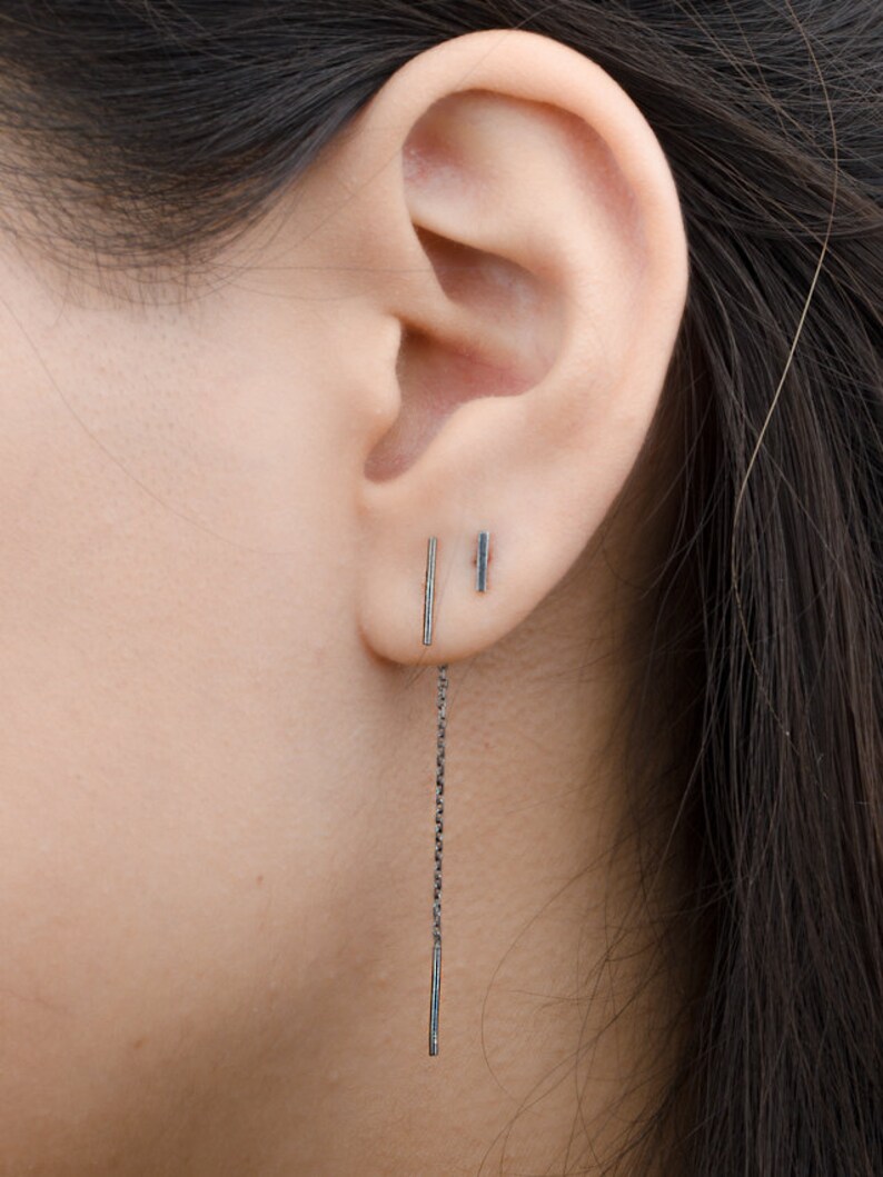 Minimalist Silver Threader Earrings Handmade Earrings Etsy