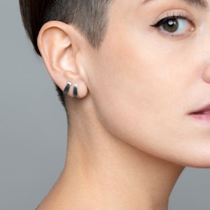 Dainty Stud Art Deco Earrings Silver Ear Hooks Everyday Earrings Gift for Women STD096 image 5