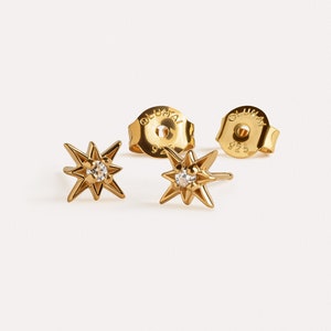 Sparkling Starburst Stud Earrings Dainty Gemstone Jewelry Gift for wife STD049WCZ image 2