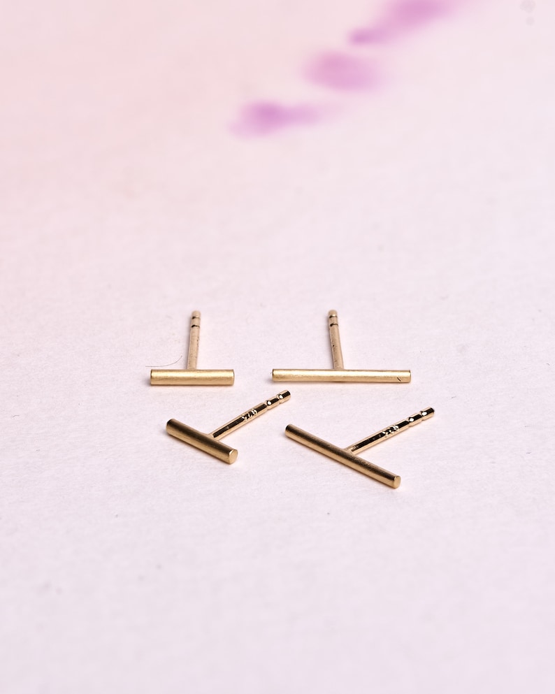 Bar Cartilage Earrings Studs - Geometrical Piercing - Second Hole Earrings - Minimalist Jewelry