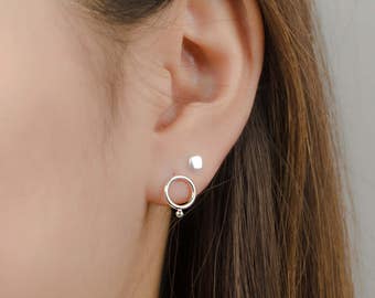 Circle Stud Earrings Handmade Jewelry - Minimalist Earrings - Non-Tarnish  Jewelry - STD078