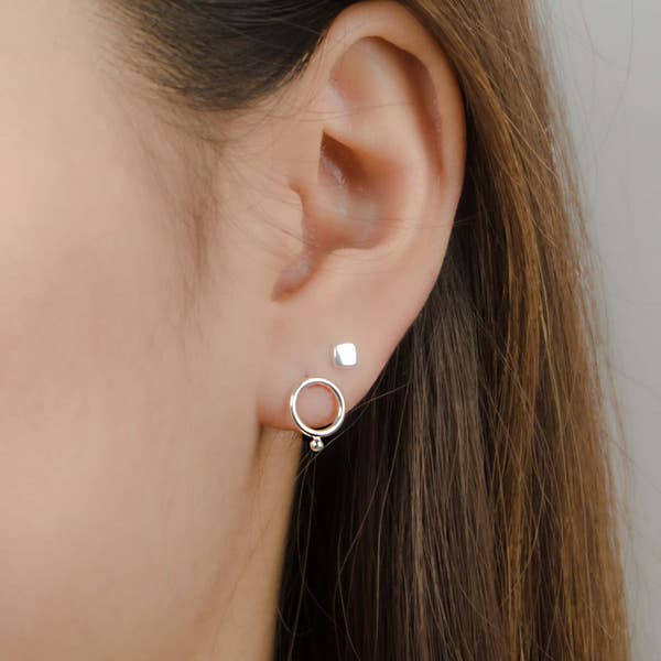 Circle Stud Earrings Handmade Jewelry - Minimalist Earrings - Non-Tarnish  Jewelry - STD078