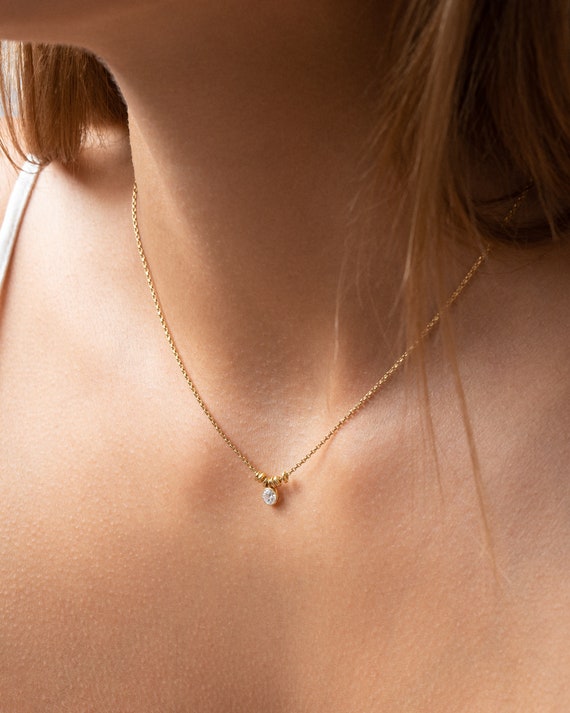 Sterling Silver Floating CZ Pendant Necklace Sterling Silver Floating CZ Pendant Necklace