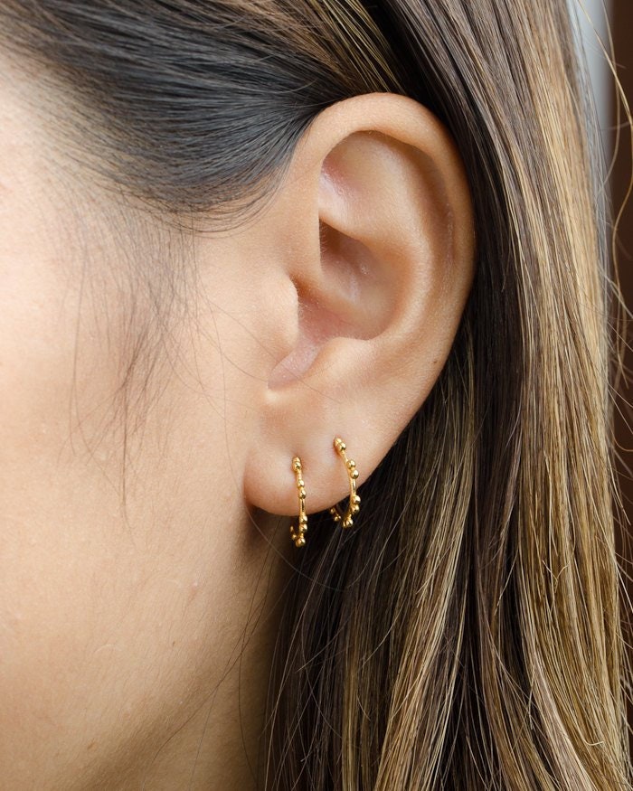 Beaded Design Hoop Earrings Small Hoop Earrings Cute Hoop Etsy