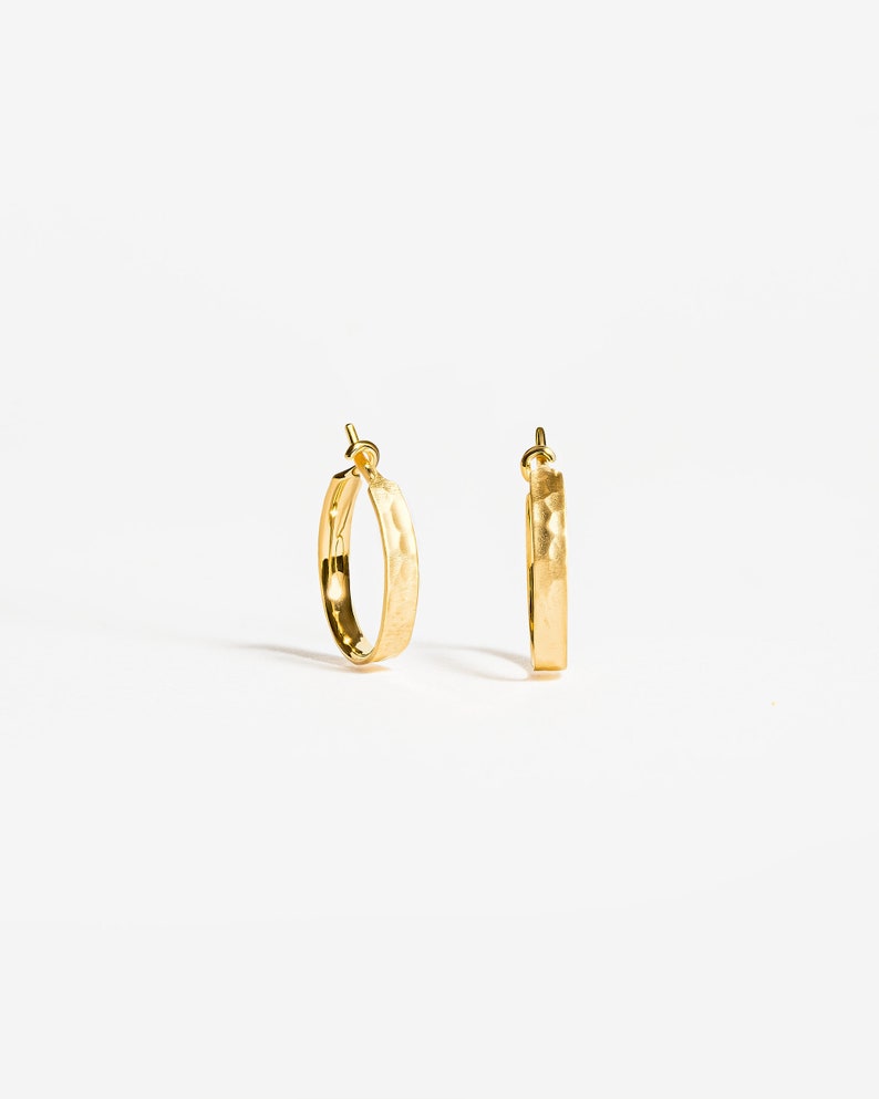 15 mm Gold Hoop Earrings - Handmade Solid Sterling Silver Jewelry