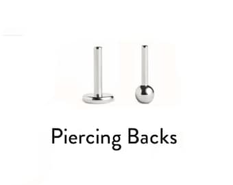 Replacement Earring Backs, 16G 18G Surgical Steel, For Lunai Jewelry Piercings, 2 Pieces